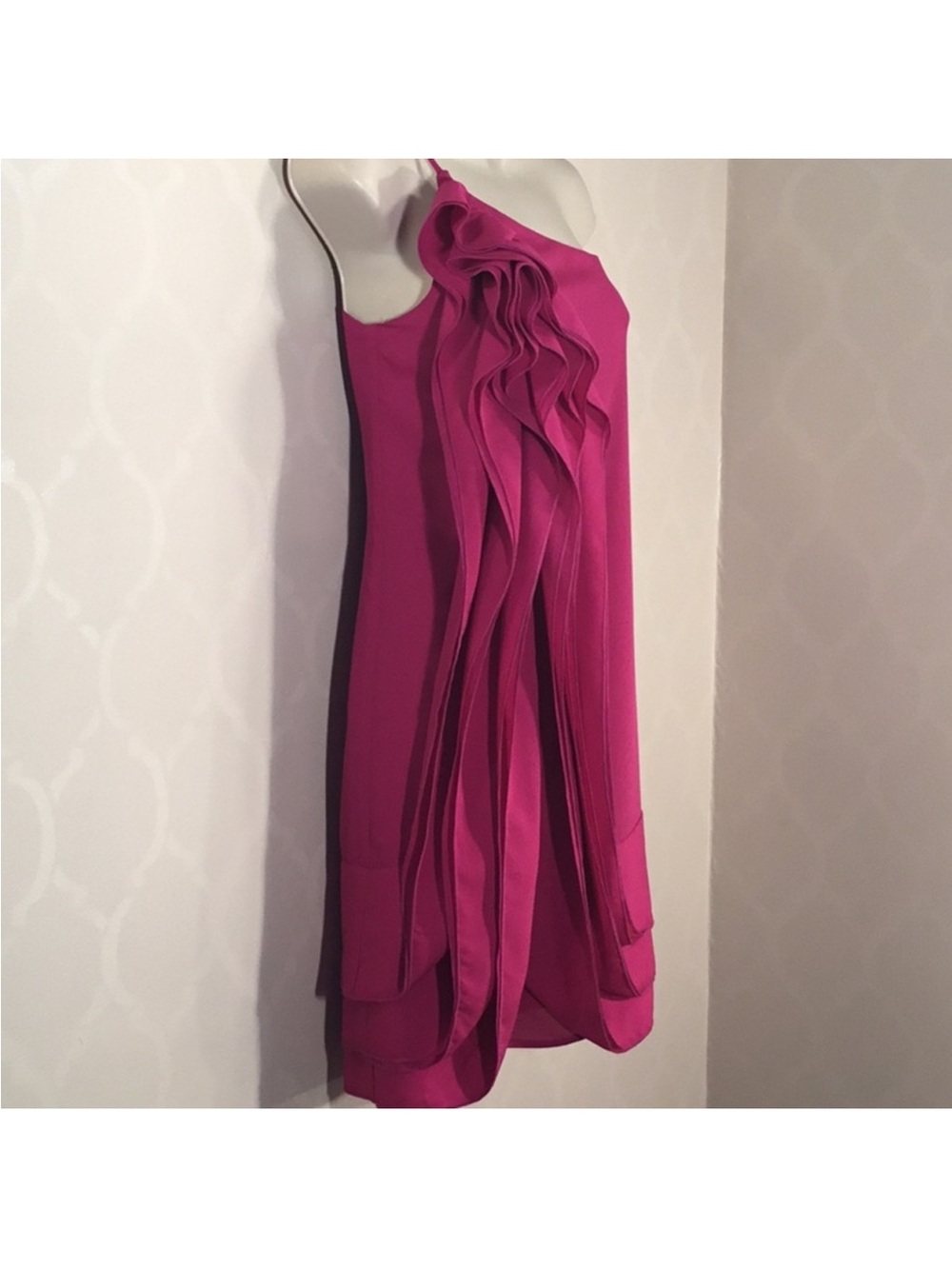 ONE SHOULDER CASCADING RUFFLE FRONT DRESS - Picture 5 of 8